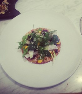 Raw beef, smoked beetroot, turnip, horseradish & sorrel